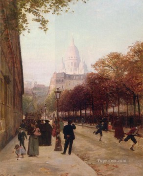 Victor Gabriel Gilbert Painting - Place DAnvers Et Le Sacre Coeur Paris genre Victor Gabriel Gilbert